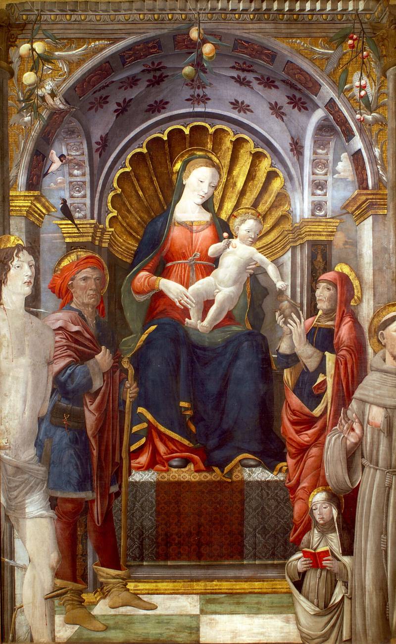 Giovanni Antonio Bazzi (documentato a Bologna, Parma e Reggio Emilia dal 1487 al 1518), Madonna col bambino e Santi (pala Grossi) c.1490