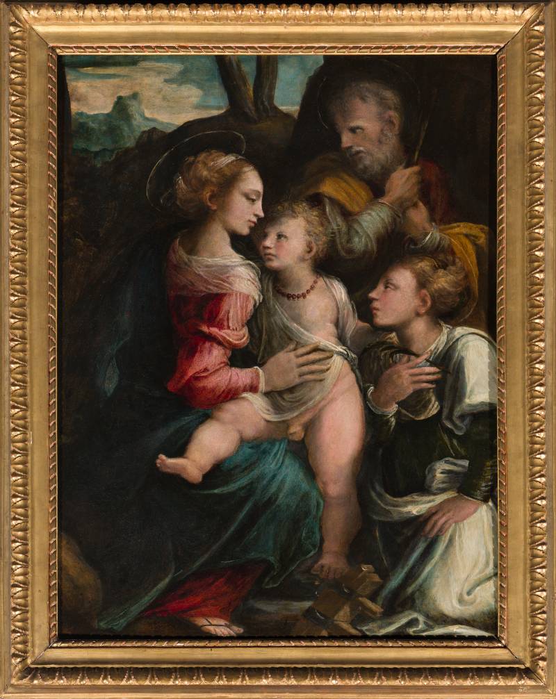 Biagio Pupini  (documentato a Bologna tra il 1504 e il 1551), Sacra Famiglia con Santa Caterina d’Alessandria