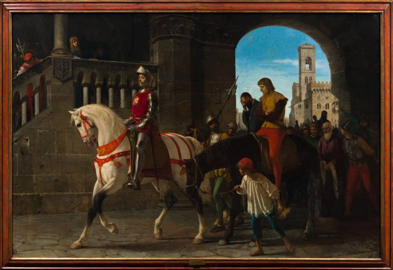 Tito Conti (Firenze 1842-1924), Gualtieri di Brienne conduce al patibolo Giovanni di Bernardo Medici e Guglielmo Altoviti